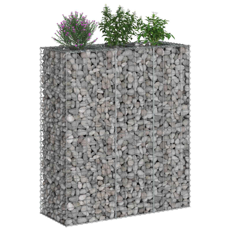Podniesione łóżko gabionowe 2 pcs Srebrny 130 x 50 x 150 cm