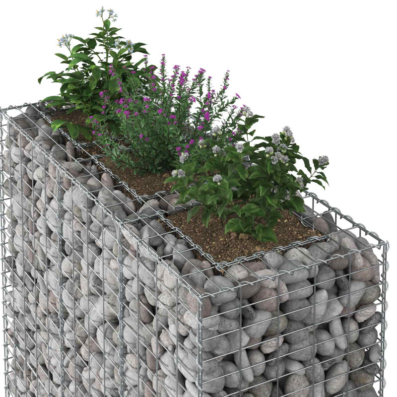 Podniesione łóżko gabionowe 2 pcs Srebrny 130 x 50 x 150 cm