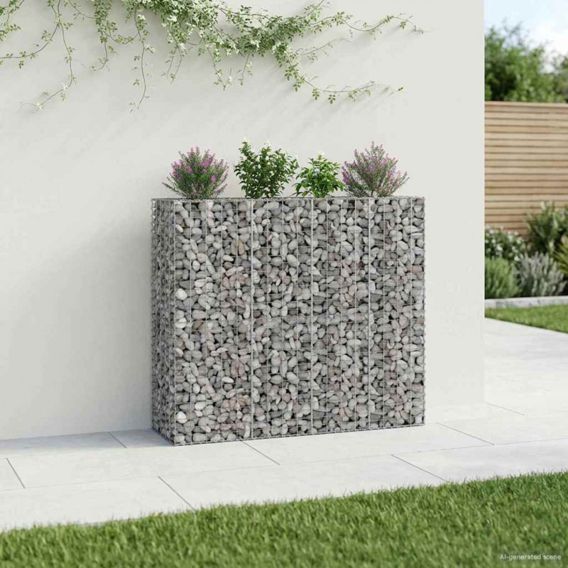 Podniesione łóżko gabionowe 2 pcs Srebrny 170 x 50 x 150 cm
