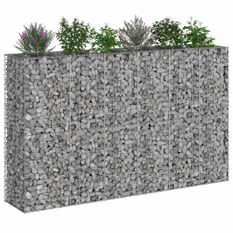 Podniesione łóżko gabionowe 3 pcs Srebrny 250 x 50 x 150 cm