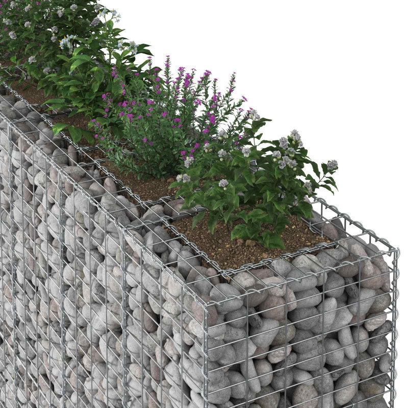 Podniesione łóżko gabionowe 3 pcs Srebrny 250 x 50 x 150 cm