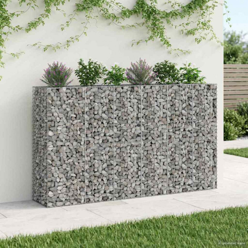 Podniesione łóżko gabionowe 3 pcs Srebrny 250 x 50 x 150 cm