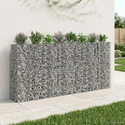 Podniesione łóżko gabionowe 4 pcs Srebrny 330 x 50 x 150 cm