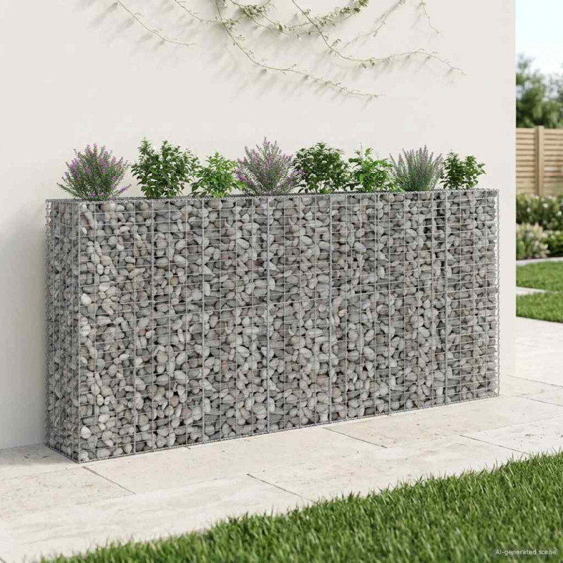 Podniesione łóżko gabionowe 4 pcs Srebrny 330 x 50 x 150 cm