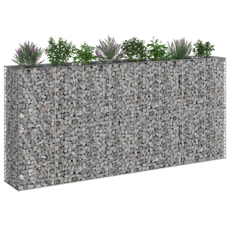 Podniesione łóżko gabionowe 4 pcs Srebrny 330 x 50 x 150 cm