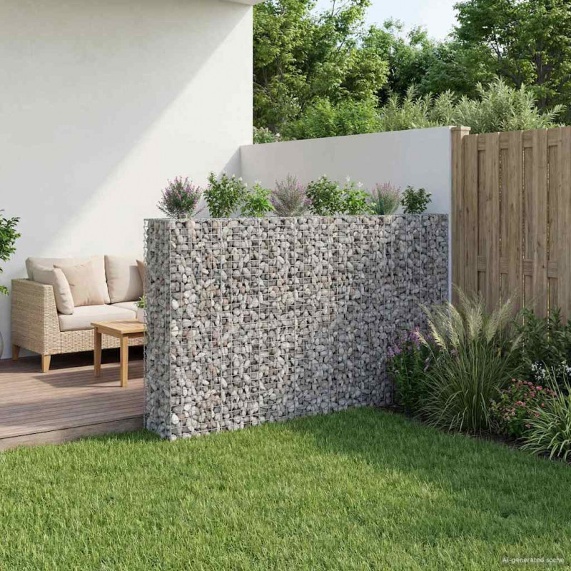 Podniesione łóżko gabionowe 4 pcs Srebrny 330 x 50 x 150 cm