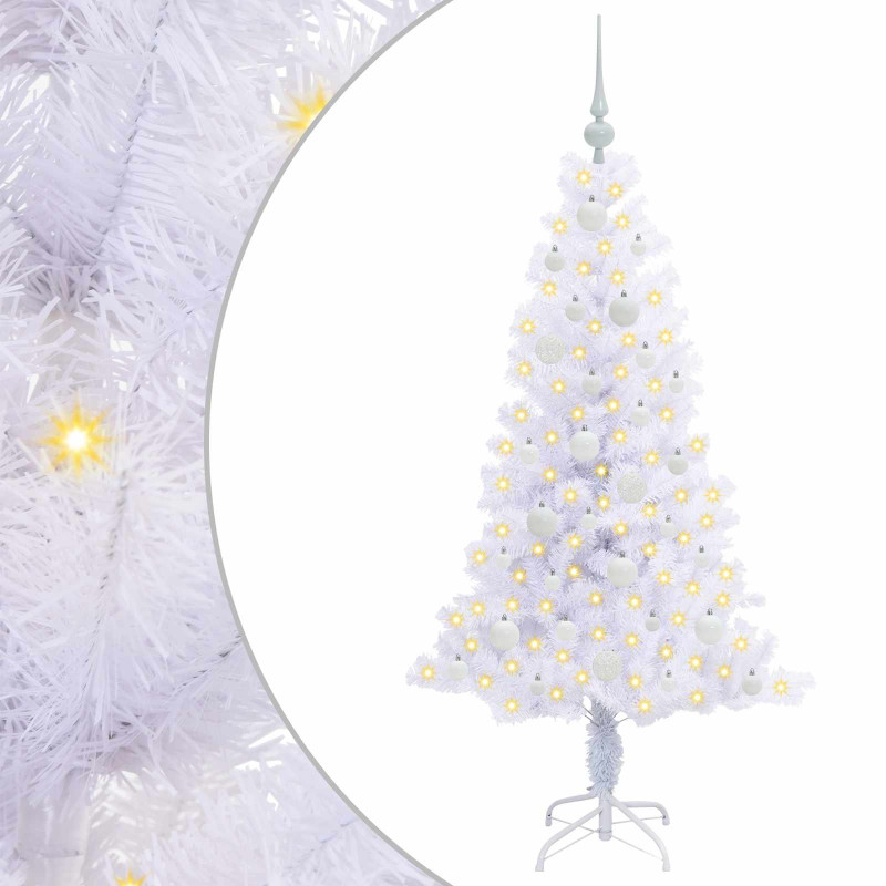Sztuczna choinka z 150 diodami LED Biały 150 cm PVC i Stal