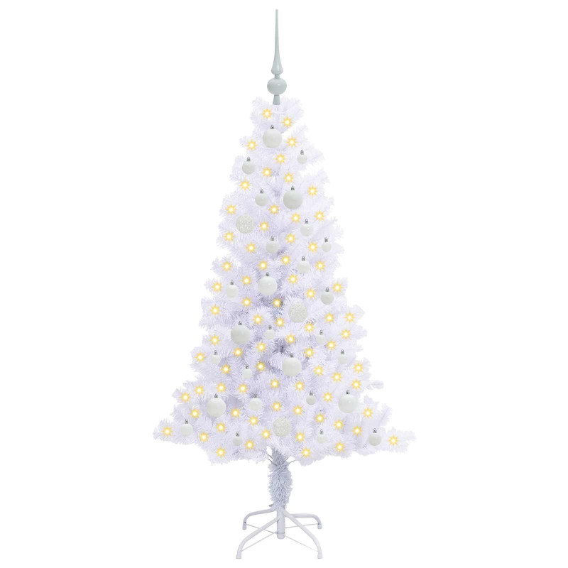 Sztuczna choinka z 150 diodami LED Biały 150 cm PVC i Stal