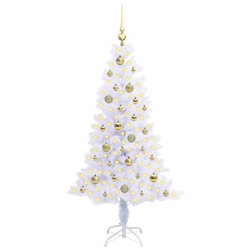 Sztuczna choinka z 150 diodami LED Biały 150 cm PVC i Stal