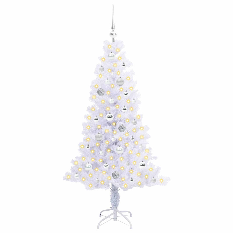 Sztuczna choinka z 150 diodami LED Biały 150 cm PVC i Stal