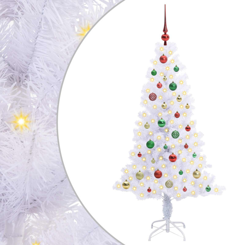 Sztuczna choinka z 150 diodami LED Biały 150 cm PVC i Stal