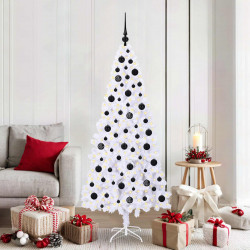Sztuczna choinka z 300 diodami LED Biały 180 cm PVC i stal