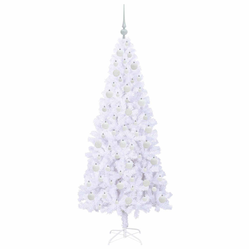 Sztuczna choinka z 300 diodami LED Biały 180 cm PVC i stal