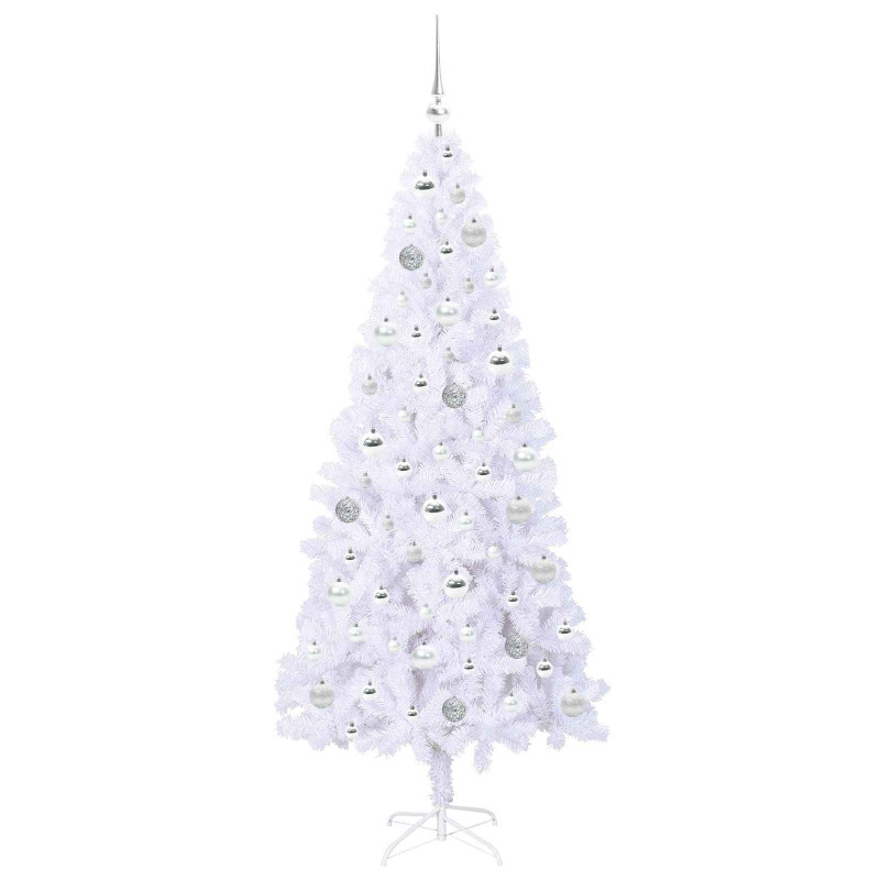 Sztuczna choinka z 300 diodami LED Biały 180 cm PVC i stal