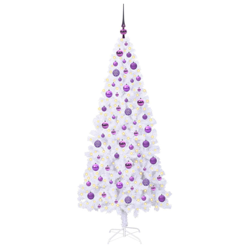 Sztuczna choinka z 300 diodami LED Biały 180 cm PVC i stal