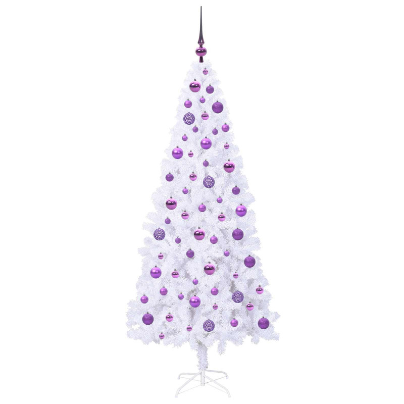 Sztuczna choinka z 300 diodami LED Biały 180 cm PVC i stal