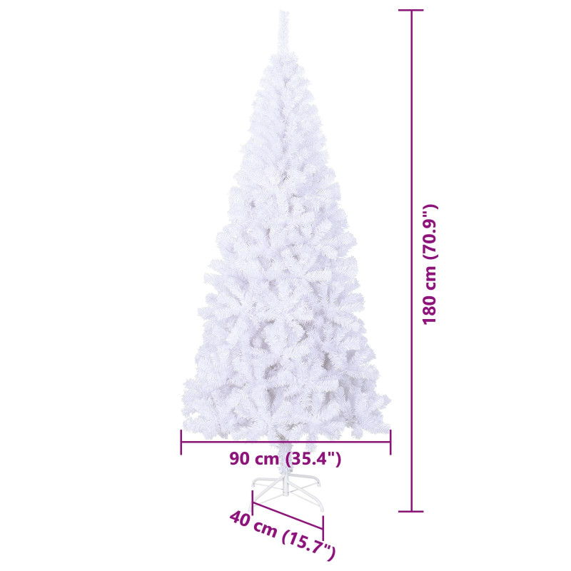Sztuczna choinka z 300 diodami LED Biały 180 cm PVC i stal