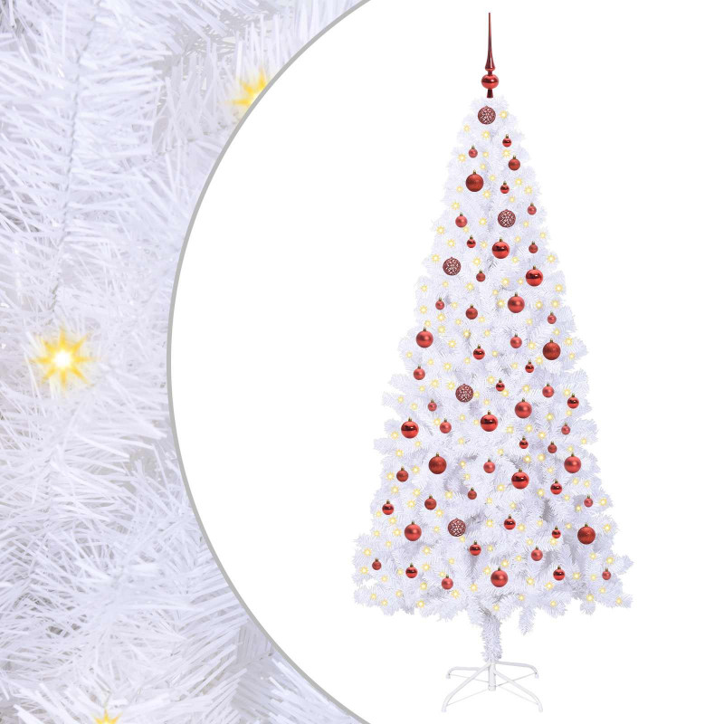 Sztuczna choinka z 300 diodami LED Biały 210 cm PVC i stal