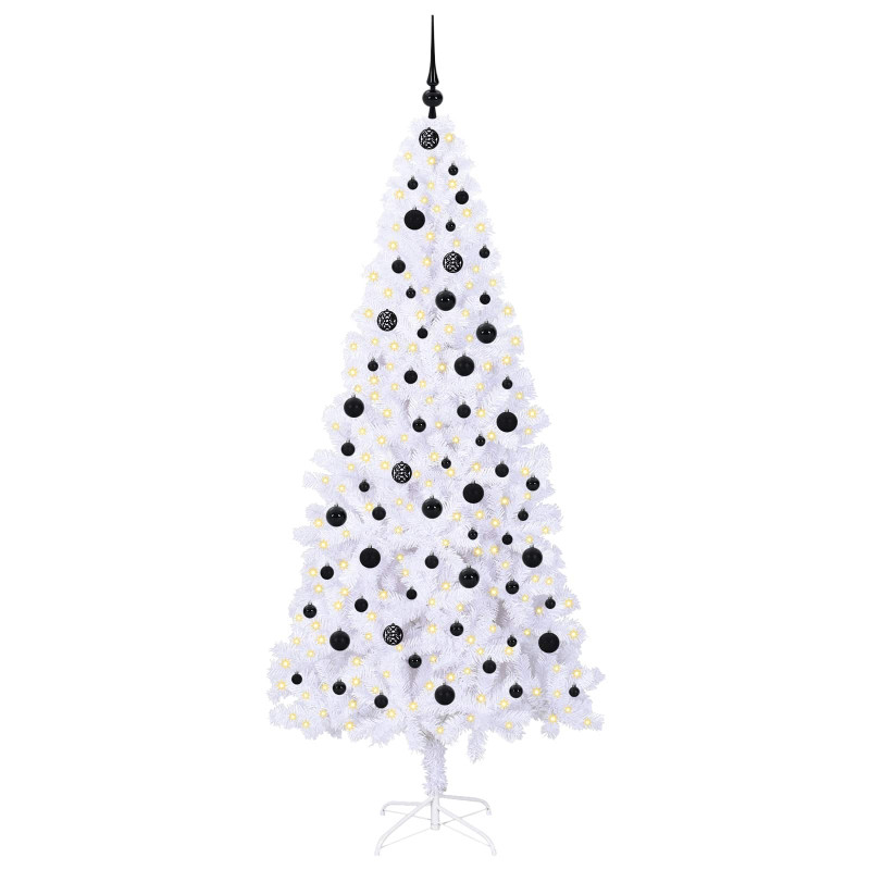 Sztuczna choinka z 300 diodami LED Biały 210 cm PVC i stal