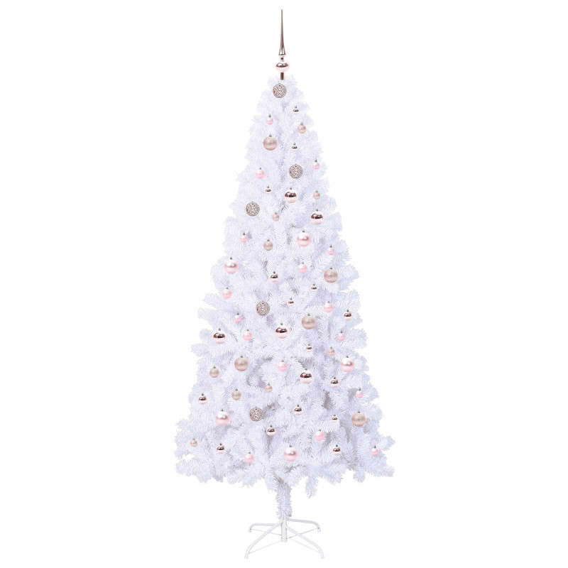 Sztuczna choinka z 300 diodami LED Biały 210 cm PVC i stal