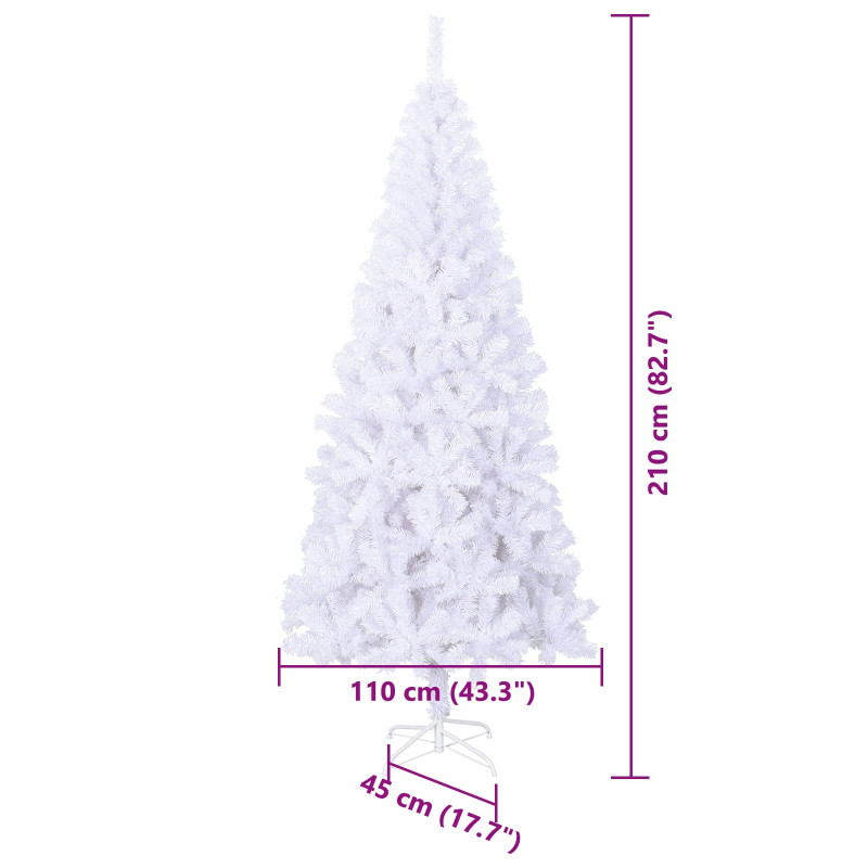 Sztuczna choinka z 300 diodami LED Biały 210 cm PVC i stal