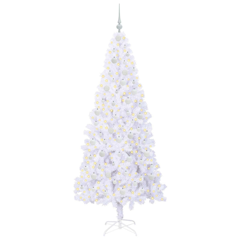 Sztuczna choinka z 300 diodami LED Biały 210 cm PVC i stal