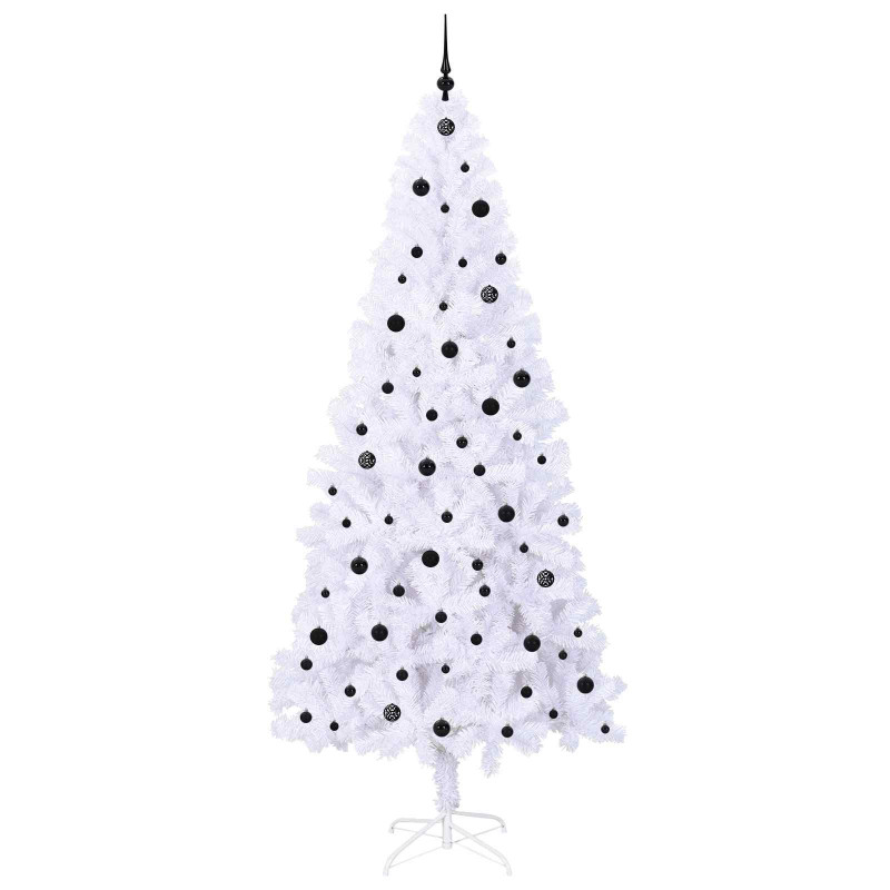 Sztuczna choinka z 300 diodami LED Biały 240 cm PVC i stal