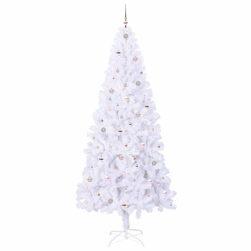 Sztuczna choinka z 300 diodami LED Biały 240 cm PVC i stal