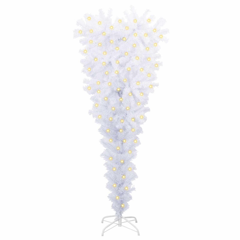 Sztuczna choinka z 150 diodami LED Biały 120 cm PVC i stal