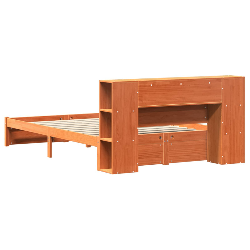 Łóżko z pojemnikiem i zagłówkiem 2 pcs Woskowy Brąz