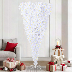 Sztuczna choinka z 300 diodami LED Biały 210 cm PVC i stal