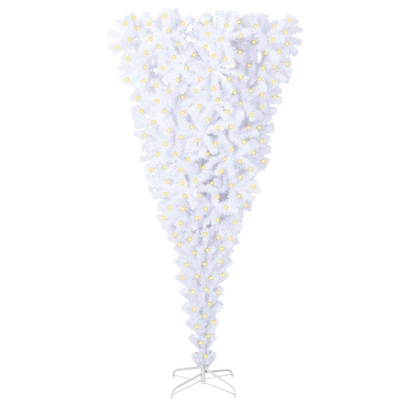 Sztuczna choinka z 300 diodami LED Biały 210 cm PVC i stal