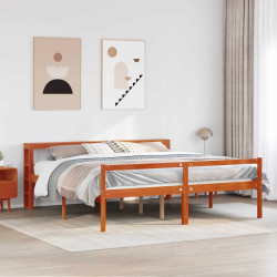 Ramka łóżka Z zagłówkiem 2 pcs Woskowy Brąz Lite drewno sosnowe