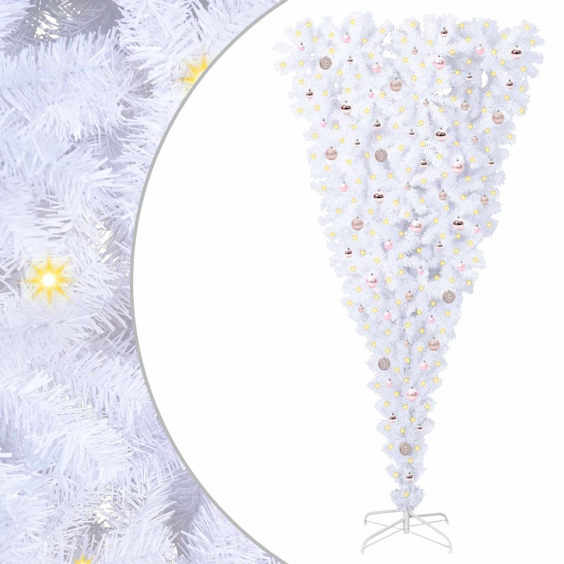 Sztuczna choinka z 300 diodami LED Biały 240 cm PVC i Stal