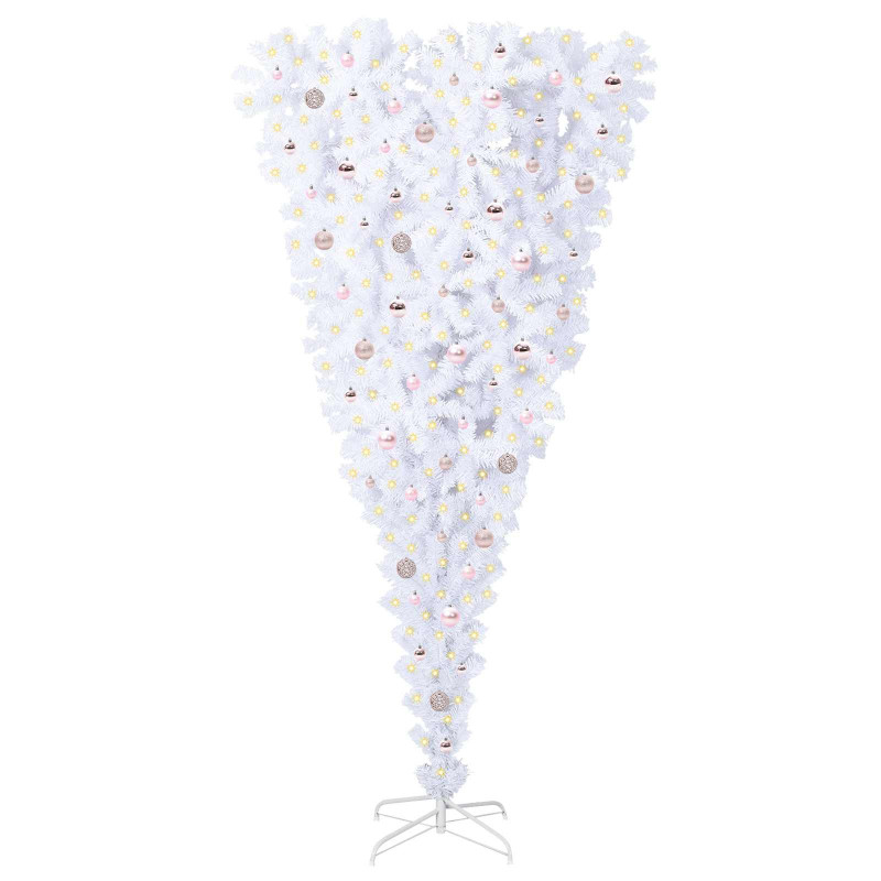 Sztuczna choinka z 300 diodami LED Biały 240 cm PVC i Stal