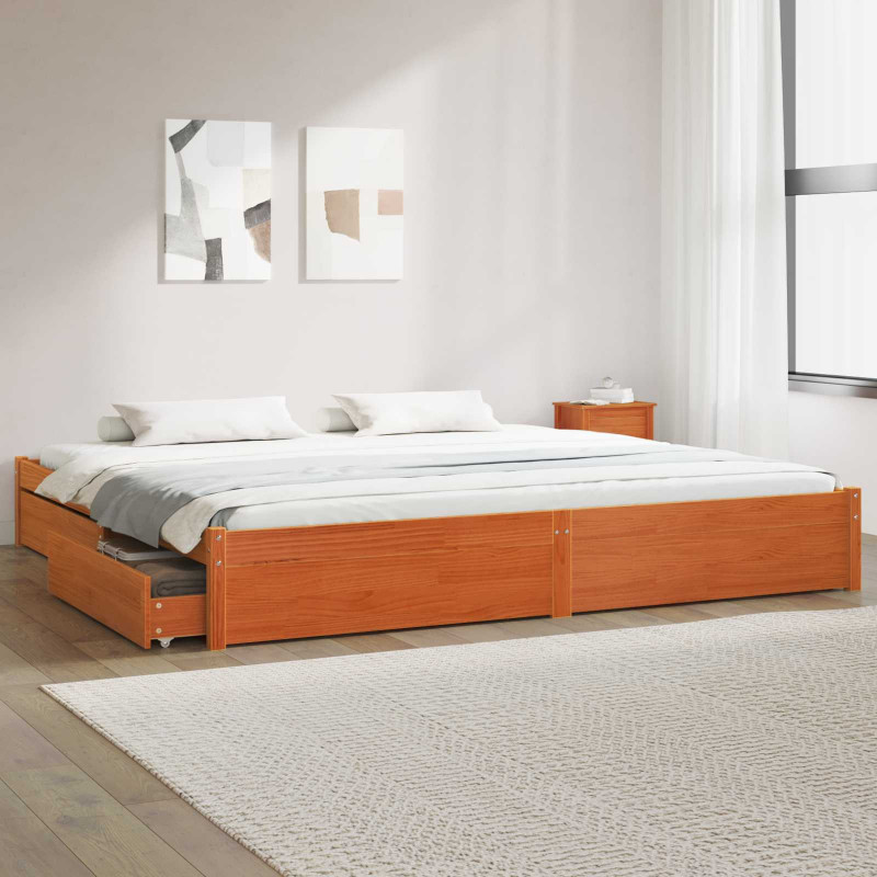 Ramka łóżka Woskowy Brąz 180 x 200 cm Lite drewno sosnowe