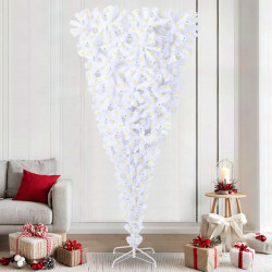Sztuczna choinka z 300 diodami LED Biały 240 cm PVC i Stal