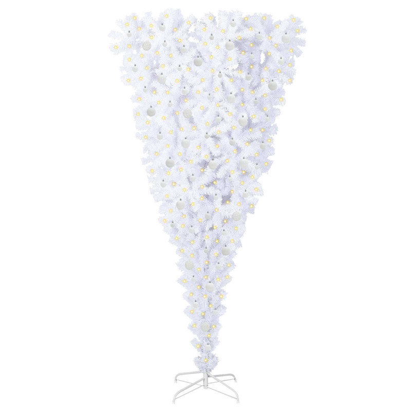 Sztuczna choinka z 300 diodami LED Biały 240 cm PVC i Stal