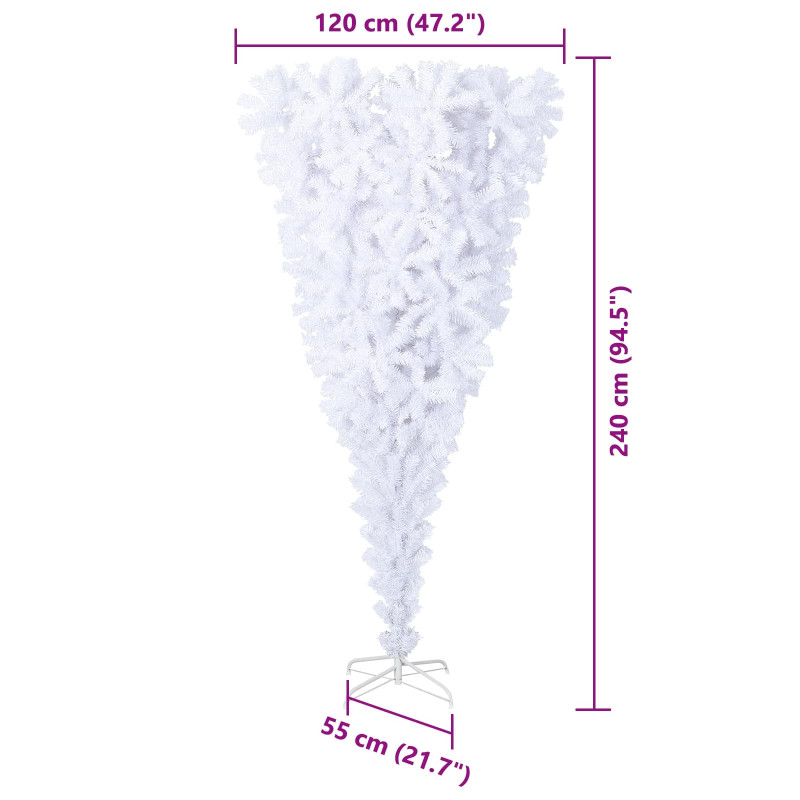 Sztuczna choinka z 300 diodami LED Biały 240 cm PVC i Stal