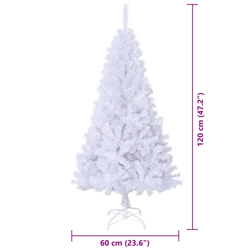 Sztuczna choinka z 150 diodami LED Biały 120 cm PVC i stal