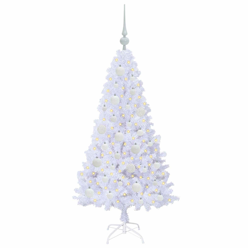 Sztuczna choinka z 150 diodami LED Biały 120 cm PVC i stal