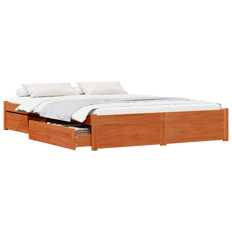 Ramka łóżka Woskowy Brąz 160 x 200 cm Lite drewno sosnowe