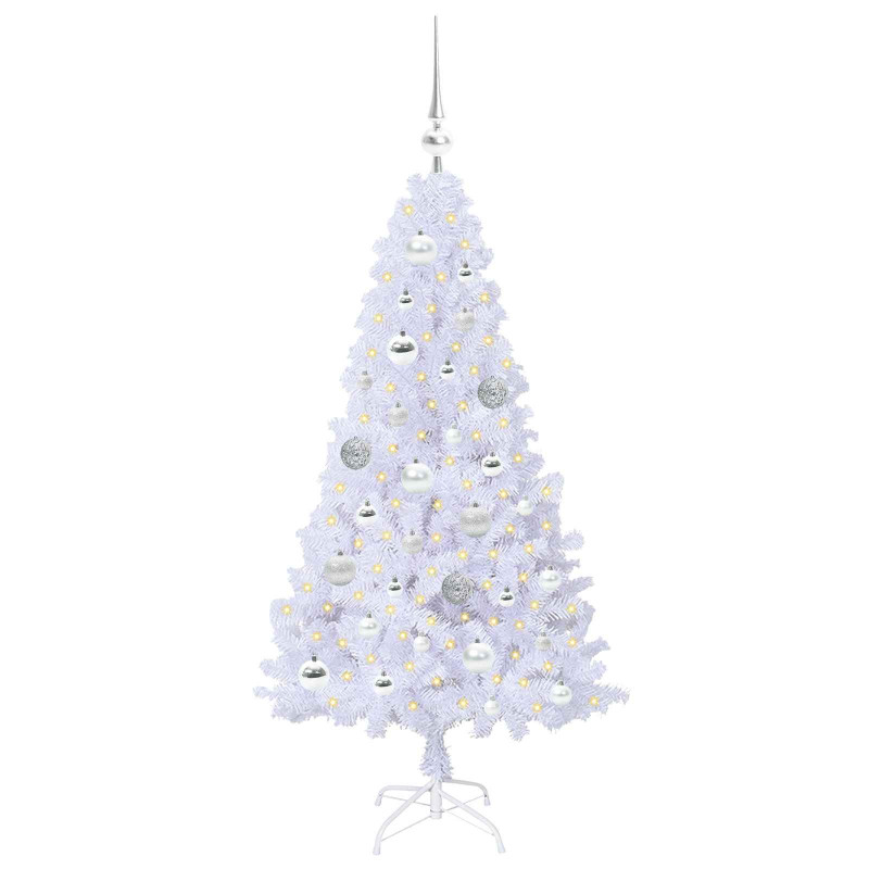 Sztuczna choinka z 150 diodami LED Biały 120 cm PVC i stal