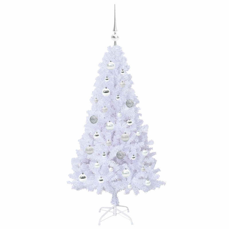 Sztuczna choinka z 150 diodami LED Biały 120 cm PVC i stal