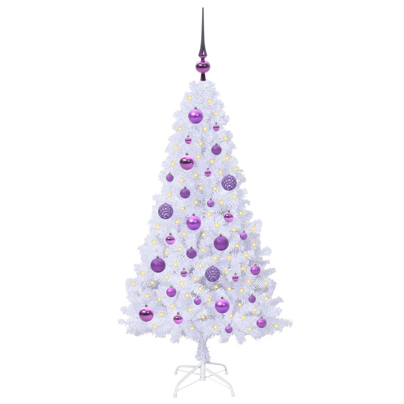 Sztuczna choinka z 150 diodami LED Biały 120 cm PVC i stal