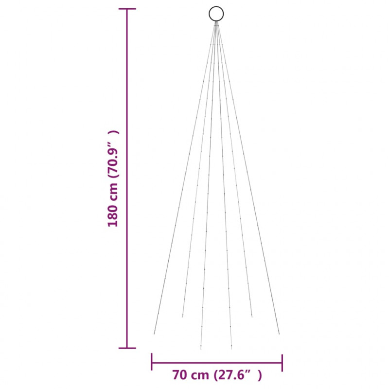 Choinka do montażu na maszcie, 108 niebieskich diod LED, 180 cm