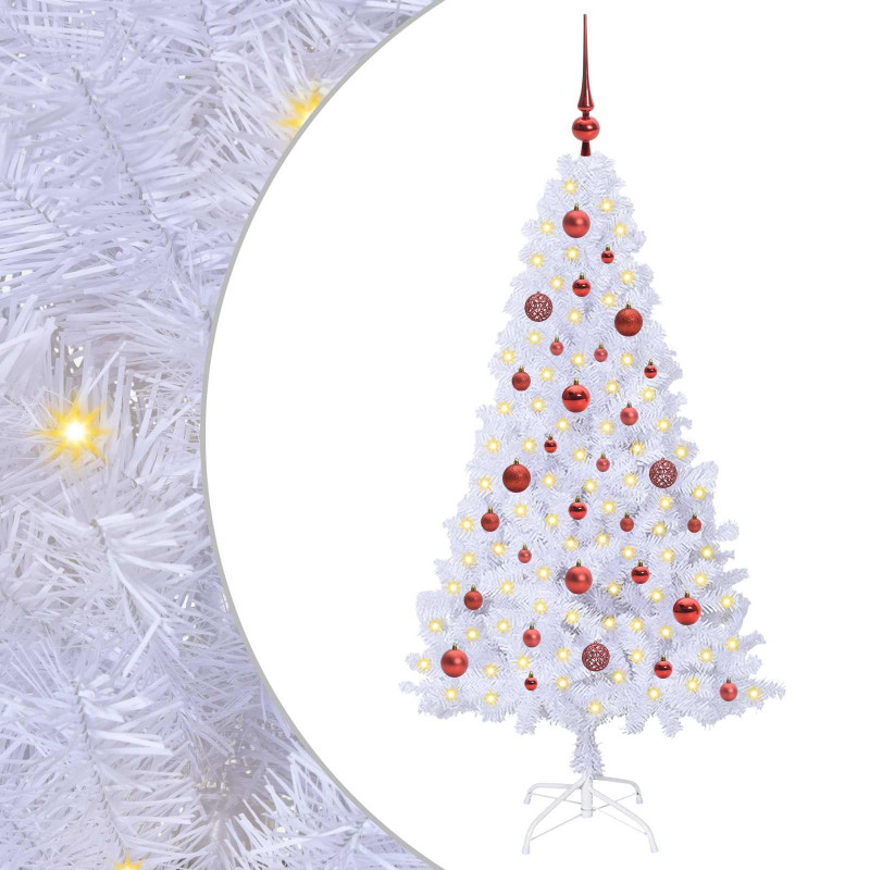 Sztuczna choinka z 150 diodami LED Biały 150 cm PVC i stal