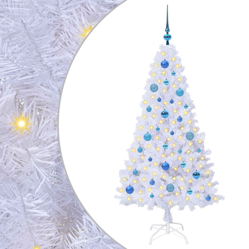 Sztuczna choinka z 150 diodami LED Biały 150 cm PVC i stal