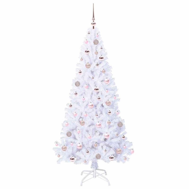 Sztuczna choinka z 300 diodami LED Biały 180 cm PVC i stal