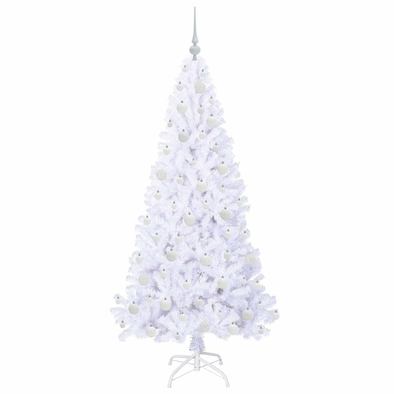 Sztuczna choinka z 300 diodami LED Biały 180 cm PVC i stal
